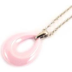 [L2136] Pink ceramic 'Choreography' steel necklace