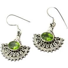 Peridot Jewellery Les Trésors de Lily [P3779] Peridot 'Heaven' Silver Earrings 20x20 mm
