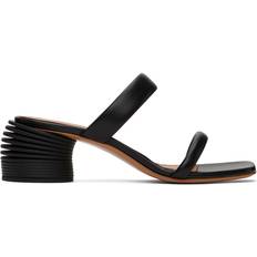 Off-White Tofflor & Sandaler Off-White Lädersandaler Böjd Klack - Svart