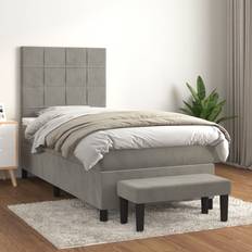 Pacchetti Letto vidaXL Giroletto A Molle Con Materasso Grigio Chiaro 90x190 cm Vellutocod Mxl 99256