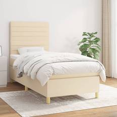 Conjuntos de Cama vidaXL Cama Box Spring Con Colchón Tela Color Crema 90x200 cm