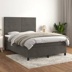 140 cm Betten-Sets vidaXL Boxspringbett mit Matratze 140x200 cm Dunkelgrau Betten-Sets