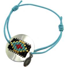 Nickel Free Bracelets Les Tresors De Lily [P4279] Ethnic steel bracelet 'Navajos' turquoise silver