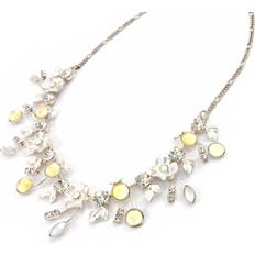 Beige Necklaces Les Tresors De Lily [B5345] Designer Necklace 'Autumn Leaves' Champagne