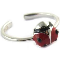 Barn Ringer Les Tresors De Lily Children's silver ring 'Ladybug' red rhodium