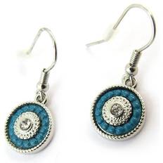 Les Tresors De Lily [N5034] Designer 'Navajos' silver turquoise earrings