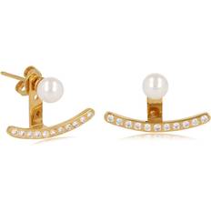 Les Trésors de Lily [R2062] Guldpläterade lobe contour örhängen &#39;Sissi&#39; vitguld 22x11 mm mm pärlor