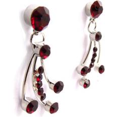 Red Earrings Les Trésors de Lily [J6677] Red 'Paradis Floral' Designer Earrings