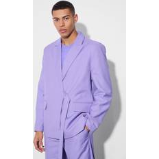 Men - Purple Blazers boohooMAN Mens Strap Detail Oversized Blazer Purple