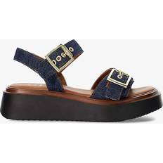 Fabric Sandals Dune London London Women's Ladies Loells Casual Flatform Sandals Navy