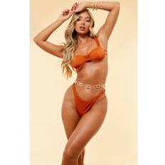 Orange Bikinis PrettyLittleThing Rust Plaited Strap Underwired Bikini Top, Orange