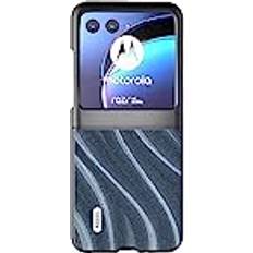 Giopuey GIOPUEY Fodral kompatibelt med Motorola Razr 40 Ultra, PU-läder hårt PC-fodral, speciell lädertextur telefonfodral, anti-fingeravtryck, reptålig – 3 blå