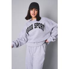 Jumpers Kaiia Kaiia Sport Slogan Oversized Sweatshirt Grey Marl