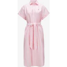 Polo Ralph Lauren Brown Dresses Polo Ralph Lauren Belted Short-Sleeve Oxford Midi Dress - Bath Pink