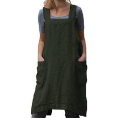 Linen Aprons Fczihg linen long round dress long loose Apron