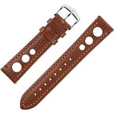 Watch Straps Hirsch Rally Natural Leather Racing with Buckle in Gold Brown 20mm, Black Buckle