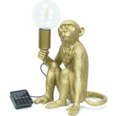 ValueLights Solar Gold Monkey Garden Ornament