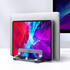 Shein Dual Slot Vertical Laptop Stand Holder Adjustable Aluminum Alloy For 26mm Width Laptops And Tablet, Macbook Air 2020, Ipad Pro,Ipad Mini