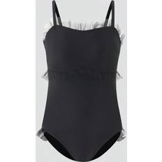 M Baddräkter Shein Tween Girl One-Piece Swimsuit With Mesh Insert And Straps