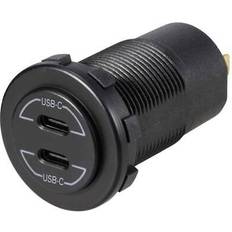 Voltcraft USB-C-Doppelsteckdose 9V-30V-60W Belastbarkeit Strom max.=3 A 12 Auto Adapter, Schwarz