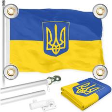 G128 Ukraine Coat of Arms Flag with Pole 60x36"