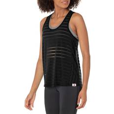 Tommy Hilfiger Black Tank Tops Tommy Hilfiger Women's Performance Sheer Stripe Keyhole Back Woven Tank Top, Black