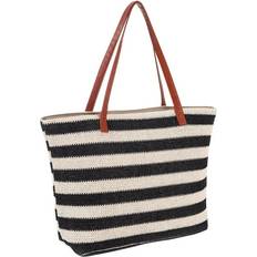 Black Beach Bags HIMIWAY Travel Essentials Sandproof Grass Woven Beach Bag - Black