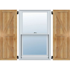 Windows Ekena Millwork BnB Z-Bar Rough Sawn Red Cedar Pair Window Shutter 12x34"