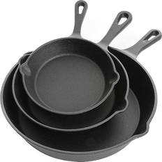 Pan Set Cookware Sets Gibson Home Addlestone Pre-Seasoned Cookware Set 3 Parts