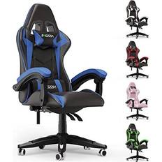 Gaming Chairs Bigzzia Gaming Chair Office Chair Desk Chair Swivel Heavy Duty Chair Ergonomic Design with Cushion and Reclining Back Support Blue and Black Blue/Black