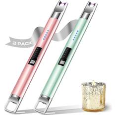 Candle Lighter 2 Pack Electric Lighters Usb Rechargeable Long Lighter Windproof Flameless Arc Lighter For Candle, Fireworks, Bbq, Gas Stove, Grill gr