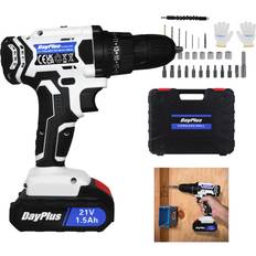 2 x 1.5Ah Batteries Cordless Combi Drill Set 21V Electric Drill 25 1 Torques Powerful Drill Driver with Case and 26pcs Accessories