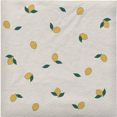 Broste Copenhagen Lemon Servett 33 x 33 cm 20-pack Tygservett Vit, Gul