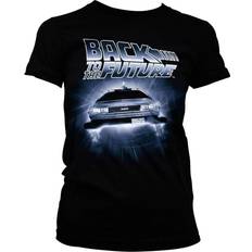 Back To The Future flying delorean girly damen t-shirt Schwarz
