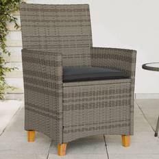 vidaXL Grey Rattan Garden Chairs with Cushions 2 pcs