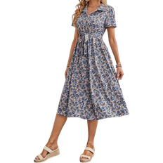 Shein EMERY ROSE Ditsy Floral Print Belted Shirt Dress