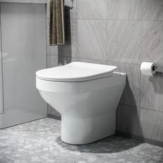 Nes Home Modern Stylish Bathroom Back to Wall Toilet with Soft Close Seat White