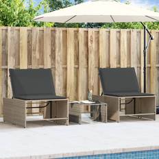 Rattan Sintetico Lettini solari Homie Lettini Prendisole 2 pz Con Tavolino Grigio In Polyrattancod MXL 90075