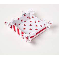 Red Boxes & Baskets Homescapes Red Hearts Reversible Bread Basket