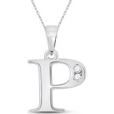 White Gold - Women Charms & Pendants Jewelry Outlet 10kt White Gold Womens Round Diamond P Initial Letter Pendant 1/20 Cttw