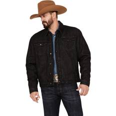 Outerwear Wrangler Men's Cowboy Cut Sherpa Lined Black Denim Jacket