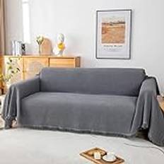 Waffle Knit Sofa Throw 3 Seater 180x300 cm Blankets Grey (180x180cm)