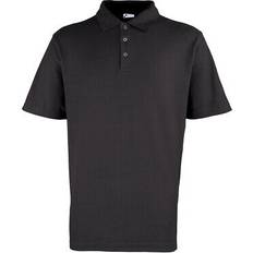 Round Polo Shirts Premier Mens Pique Stud Front Polo Shirt - Black
