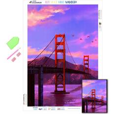 Gold Diamond Paintings Fiyo Diamond Art Painting Kit Golden Gate Bridge Rhinestone Building Picture Diamond Embroidery Home Decor