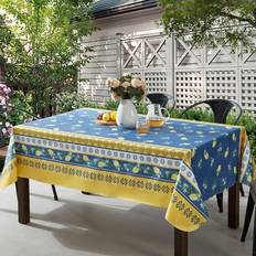 Lintex Bargains Round Flannel Lemon Tablecloth Blue