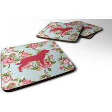 Kitchen Accessories Caroline's Treasures BB1111-RS-BU-FC Labrador Shabby Chic Blue Roses Foam Coasters Set of 4 Coaster