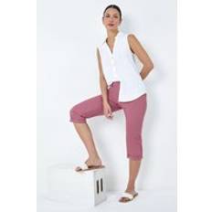 Pink Trousers Roman Cotton Blend Cropped Chino Trousers in Rose