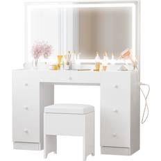 Glasses Dressing Tables Ironck Vanity White Dressing Table 15.4x46.1" 2