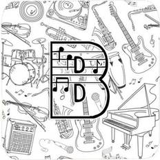 Kitchen Accessories Carolines Treasures CJ2007-BFC Letter B Musical Note Foam Coasters Set of 4 Coaster