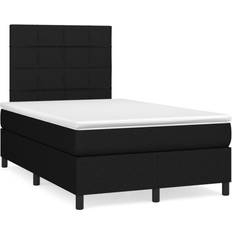 120 cm Betten-Sets vidaXL Cama Box Spring Con Colchón Tela Negro 120x190 cm